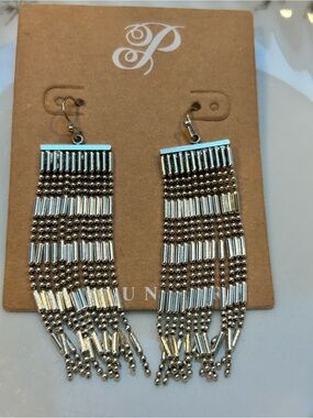 Plunder Silver Beaded Fringe Drop Earrings